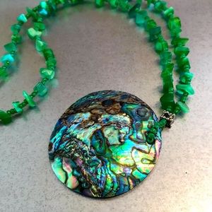 Abalone Shell Green Sea Glass Necklace